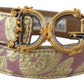 Pink Jaquard DG Logo Gold Metal Buckle Belt