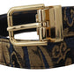 Multicolor Jacquard Leather Logo Buckle Belt