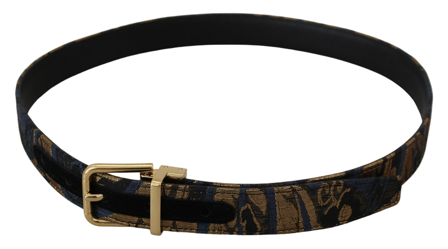 Multicolor Jacquard Leather Logo Buckle Belt