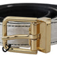 White Black Patchwork Gold Metal Buckle Belt