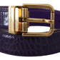 Purple Exotic Leather Gold Metal Buckle Belt