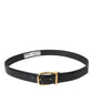 Black Calf Leather Gold Metal Buckle Belt