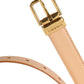 Beige Calfskin Leather Gold Metal Buckle Belt