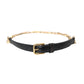 Black Leather Gold Chain Crystal Waist Women Belt