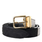 Black White Patchwork Gold Metal Buckle Belt