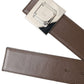 Brown Calf Leather Square Metal Buckle Belt