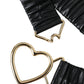 Black Leather Gold Heart Metal Buckle Belt