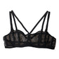 Black Floral Lace Nylon Balconcino Bra Underwear