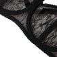 Black Floral Lace Nylon Balconcino Bra Underwear