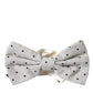 White Black Polka Dot Polyester Bow Tie Men
