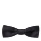 Black Silk Adjustable Neck Men Bow Tie