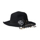 Black Embellished Fedora Wide Brim Hat Men