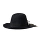 Black Embellished Fedora Wide Brim Hat Men