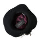 Black Embellished Fedora Wide Brim Hat Men