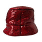 Red Sequined Nylon Bucket Hat Men