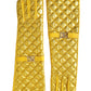 Gold Leather Quilted Mid Arm Length Gloves