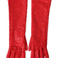 Red Lurex Fantasia Mid Arm Length Gloves