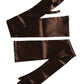 Brown Acetate Satin Elbow Length Gloves