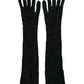 Black Cashmere Knitted Elbow Length Gloves