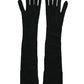 Black Cashmere Knitted Elbow Length Gloves