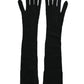 Black Cashmere Knitted Elbow Length Gloves