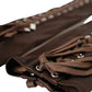 Brown Acetate Lace Up Fingerless Gloves