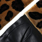 Brown Black Leopard Leather Elbow Length Gloves