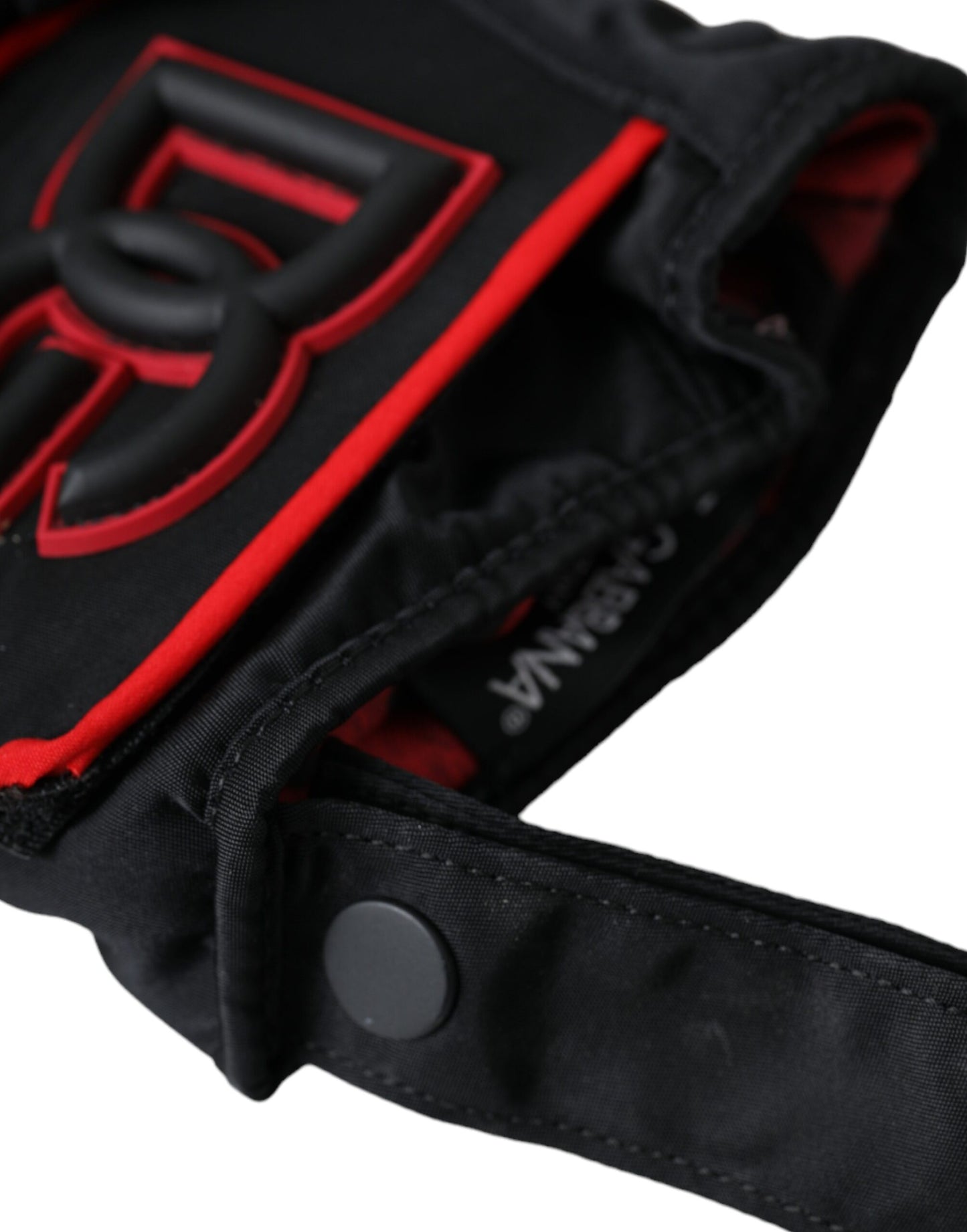 Black Red Nylon Wrist Length Gloves