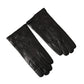 Black Leather Embossed Logo Short Hands Gloves