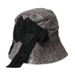 Black Gray Patterned Leather Bucket Hat