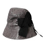 Black Gray Patterned Leather Bucket Hat