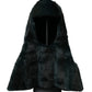 Black Weasel Fur Whole Head Wrap Hat