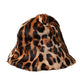 Brown Leopard Fur Women Bucket Hat