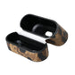 Brown Leopard Calf Leather Metal Logo Plaque Airpods Case