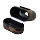 Brown Leopard Calf Leather Metal Logo Plaque Airpods Case