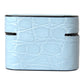 Light Blue Leather Metal Logo Plaque Airpods Case