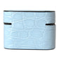Light Blue Leather Metal Logo Plaque Airpods Case