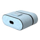 Light Blue Leather Metal Logo Plaque Airpods Case