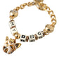 Gold Tone Brass Chain MY DOG Heart Bracelet