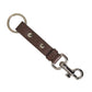 Brown Plain Leather Silver Brass Keyring Holder Keychain