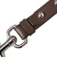 Brown Plain Leather Silver Brass Keyring Holder Keychain