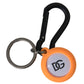 Orange Rubber DG Logo Round Brass Metal Keyring Keychain