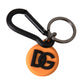 Orange Rubber DG Logo Round Brass Metal Keyring Keychain