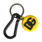 Yellow Rubber DG Logo Round Brass Metal Keyring Keychain