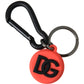 Red Orange Rubber DG Logo Round Metal Keyring Keychain