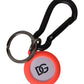 Red Orange Rubber DG Logo Round Metal Keyring Keychain