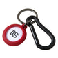 Red Rubber DG Logo Round Metal Brass Keyring Keychain