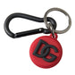 Red Rubber DG Logo Round Metal Brass Keyring Keychain