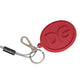 Red Rubber DG Logo Silver Brass Metal Keyring Keychain