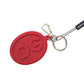 Red Rubber DG Logo Silver Brass Metal Keyring Keychain